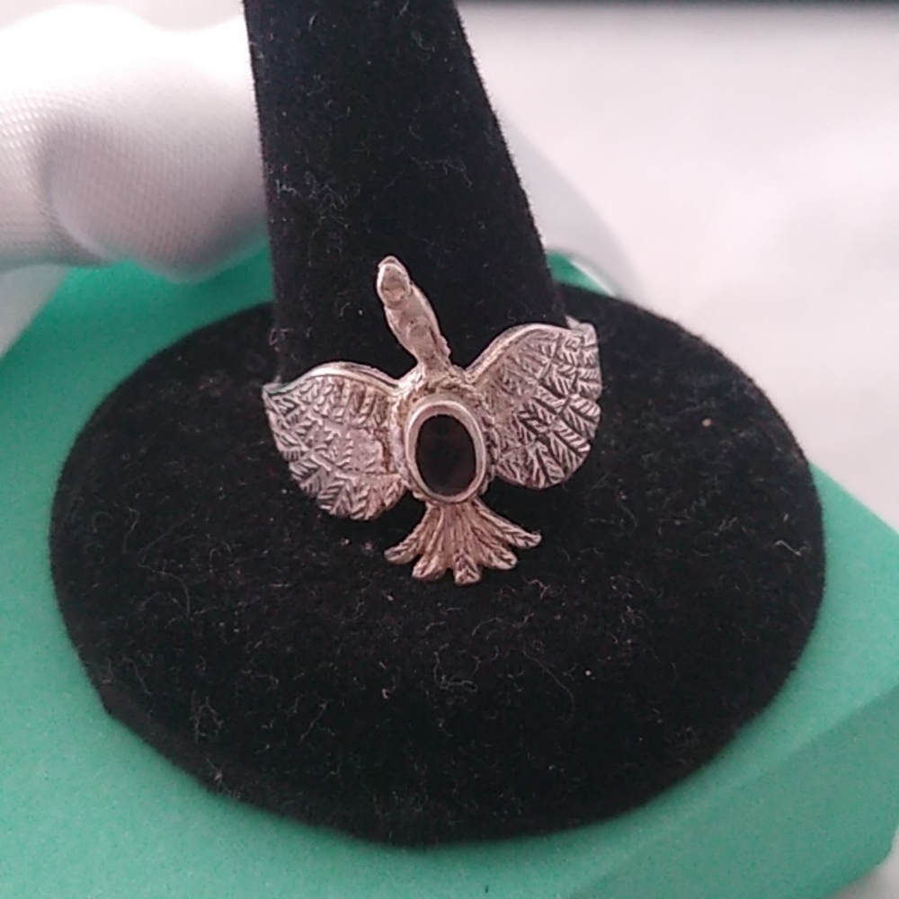 Sterling Silver Onyx Phoenix Ring Size 7 50$